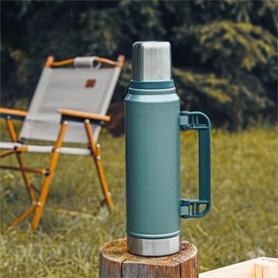 Bottolina d'acqua in acciaio inossidabile a vuoto di grande capacità in stile americano termostato da 1 litro con maniglia