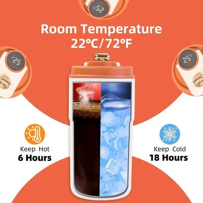 Tazza da viaggio con display di temperatura intelligente da 450 ml con materiale in acciaio inossidabile e cordone