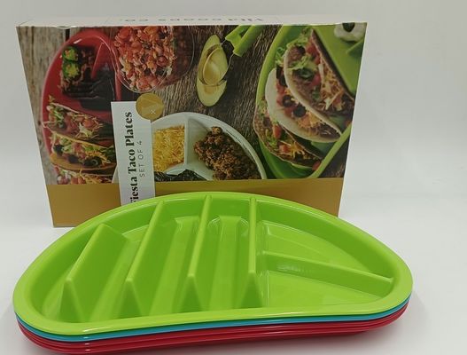 Lavatrice di piatti sostenibile, sicura, senza BPA, microonde, taco, piatti di plastica per tornare a scuola