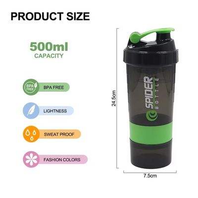 Proof Leak 16oz Fitness GYM Sport Protein Mixes Shaker Flascia con due compartimenti extra