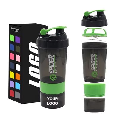 Proof Leak 16oz Fitness GYM Sport Protein Mixes Shaker Flascia con due compartimenti extra