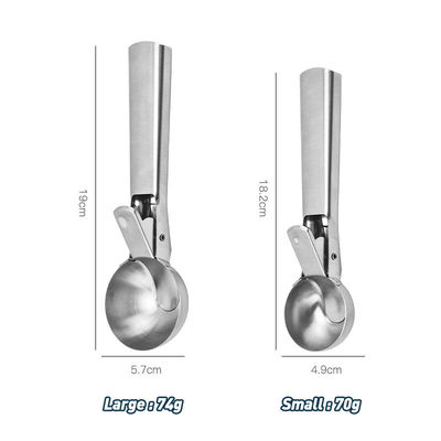 Strumenti da cucina Scoop di gelato in acciaio inossidabile con logo personalizzato Easy Trigger e 4,8 * 18cm