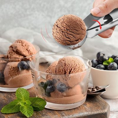 Strumenti da cucina Scoop di gelato in acciaio inossidabile con logo personalizzato Easy Trigger e 4,8 * 18cm