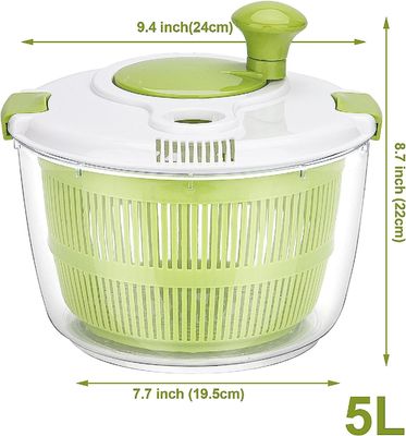 Confortevole manico 5L grande Lettuce Salata Spinner asciugatrice con logo personalizzato accettabile