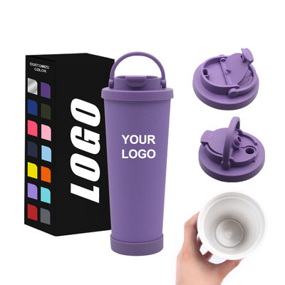 Tumbler isolante in acciaio inossidabile di paglia con rivestimento in ceramica e base in silicone