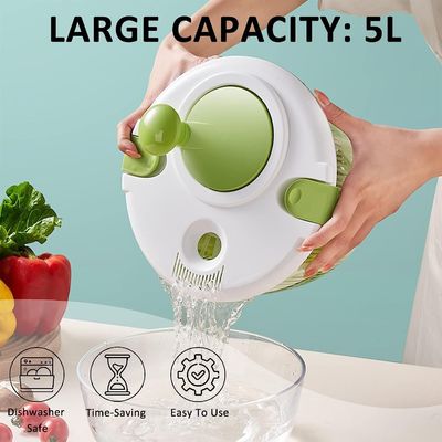 Confortevole manico 5L grande Lettuce Salata Spinner asciugatrice con logo personalizzato accettabile