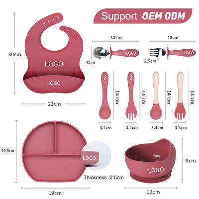 684g BPA Free Non Toxic Silicone Baby Feeding Set per bambini piccoli utensili da tavola lavastoviglie