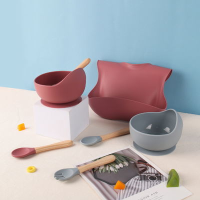 684g BPA Free Non Toxic Silicone Baby Feeding Set per bambini piccoli utensili da tavola lavastoviglie