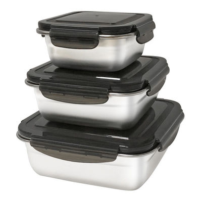 Rectangle 400/750/1200ml Stainless Steel Bento Lunch Box Set con coperchio di chiusura e durevole