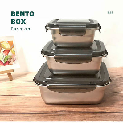 Rectangle 400/750/1200ml Stainless Steel Bento Lunch Box Set con coperchio di chiusura e durevole