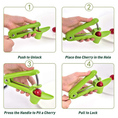 Attrezzi per ortaggi e frutta tipo &quot;Cherry Pitters&quot; con design a serratura che consente di risparmiare spazio