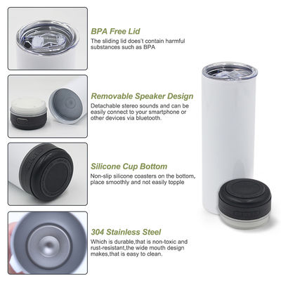 20oz Capacità altoparlante musicale Tumbler design in stile americano con luce LED staccabile
