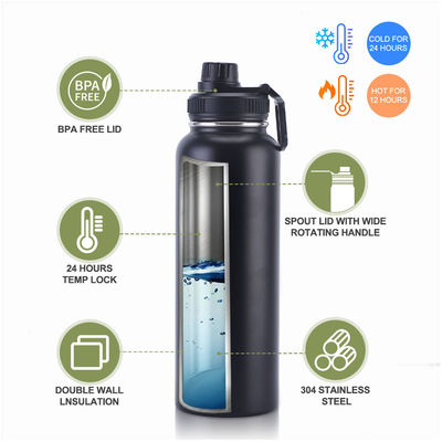 32oz/64oz Bottiglia d'acqua da vuoto per bere direttamente in Sport GYM Acciaio inossidabile