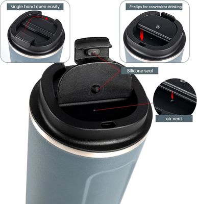 Tazza da viaggio in acciaio inossidabile da 510 ml, aspirapolvere per gocce di caffè isolato