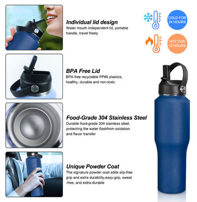 Migliora la tua attrezzatura da campeggio con questa bottiglia d'acqua in acciaio inossidabile da 32 oz e il coperchio del becco