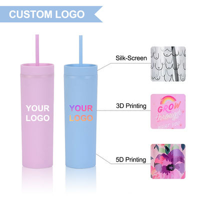 186g di Acrilico Pastello Colorato Customized Tumblers 16oz Coppe di Plastica Riutilizzabili con Paglia