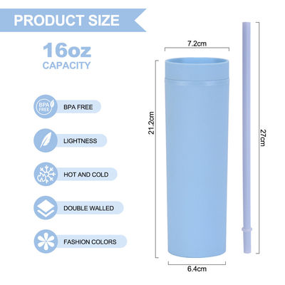 186g di Acrilico Pastello Colorato Customized Tumblers 16oz Coppe di Plastica Riutilizzabili con Paglia