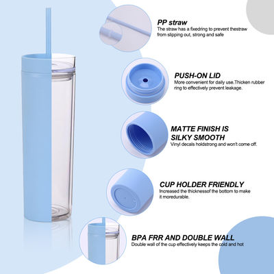 186g di Acrilico Pastello Colorato Customized Tumblers 16oz Coppe di Plastica Riutilizzabili con Paglia