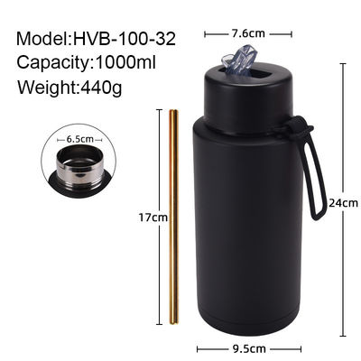 Acciaio inossidabile 304 Eco-Friendly 32oz Doppia parete Isolata Bottiglia d'acqua con paglia