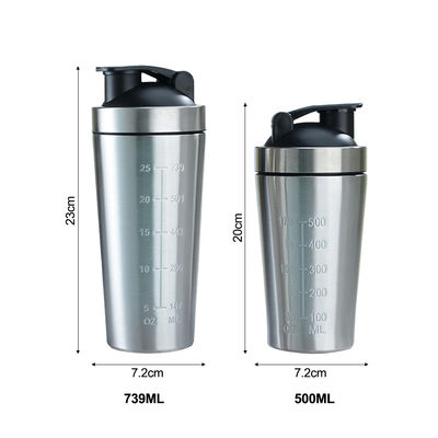 739ml / 500ml Capacità Colorato personalizzato Acciaio inossidabile Protein Shaker Bottiglia per palestra