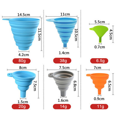 Materiale alimentare Cucina Mini silicone morbido retrattile Funnel pieghevole