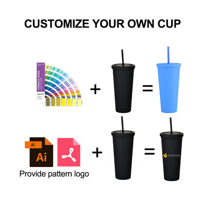 Stile americano 710ml / 24oz Riutilizzabile BPA Libero di plastica Tumblers con coperchi e cannucce