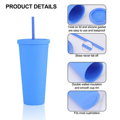 Stile americano 710ml / 24oz Riutilizzabile BPA Libero di plastica Tumblers con coperchi e cannucce