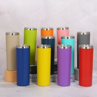 20OZ Capacità Acciaio inossidabile Slimny Tumbler con coperchio scorrevole e paglia Top scelta