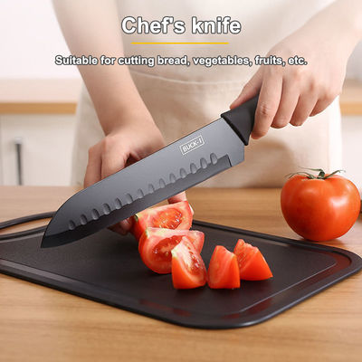 Set di coltelli da cuoco in acciaio inossidabile da 7 pezzi con blocco di taglio in plastica e portapiatti