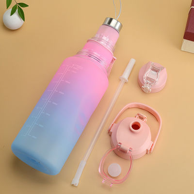 Unisex 3 in 1 Marcatore di tempo motivazionale Colore gradiente Set bottiglia d'acqua 2000ml 900ml 500ml