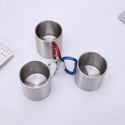 200 ml / 300 ml Campeggio e viaggi Acciaio inossidabile doppio muro Carabiner Mug con manico