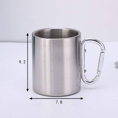 200 ml / 300 ml Campeggio e viaggi Acciaio inossidabile doppio muro Carabiner Mug con manico