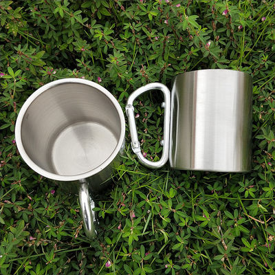 200 ml / 300 ml Campeggio e viaggi Acciaio inossidabile doppio muro Carabiner Mug con manico