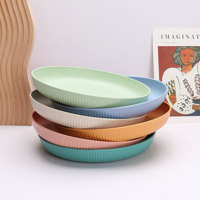 9 pollici piatto di plastica rotondo piatti di grano leggeri per posate riutilizzabili