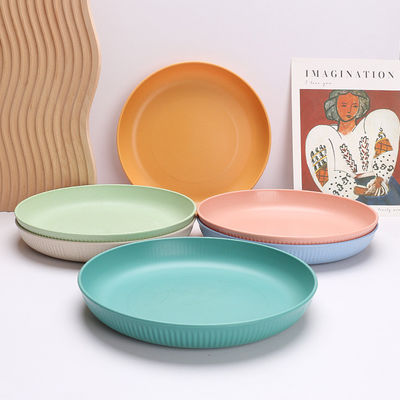 9 pollici piatto di plastica rotondo piatti di grano leggeri per posate riutilizzabili