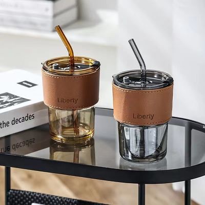 Tazze di caffè trasparenti con coperchio e cannucce per BPA senza perdite