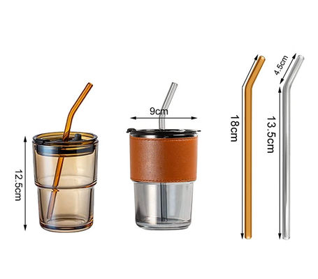 Tazze di caffè trasparenti con coperchio e cannucce per BPA senza perdite