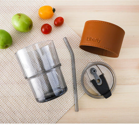 Tazze di caffè trasparenti con coperchio e cannucce per BPA senza perdite