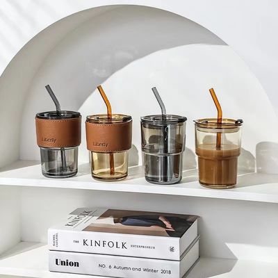 Tazze di caffè trasparenti con coperchio e cannucce per BPA senza perdite