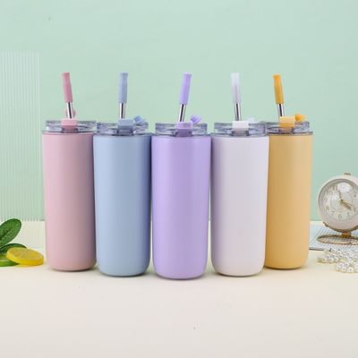 7.6*19.7CM Coppa da caffè portatile in acciaio inossidabile con paglia e coperchio senza BPA