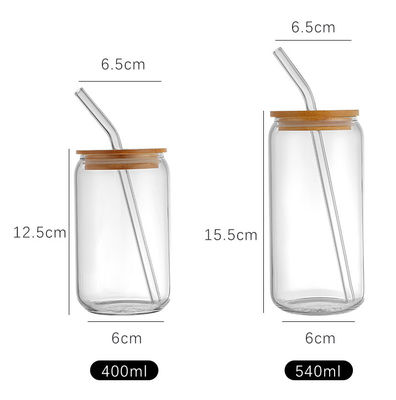 Cucina Bottiglia d'acqua in vetro senza borosilicato BPA con coperchio di bambù e paglia di vetro