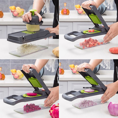Tagliatore di verdure metallo Tagliatore di cipolle Tagliatore multifunzionale Gratter con cesto di colander