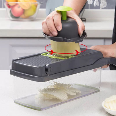 Tagliatore di verdure metallo Tagliatore di cipolle Tagliatore multifunzionale Gratter con cesto di colander