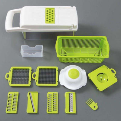 Tagliatore di verdure metallo Tagliatore di cipolle Tagliatore multifunzionale Gratter con cesto di colander