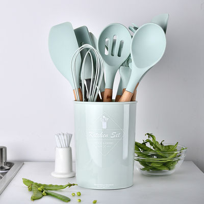 Spatula da manico in legno per esterno, utensili da cucina in silicone