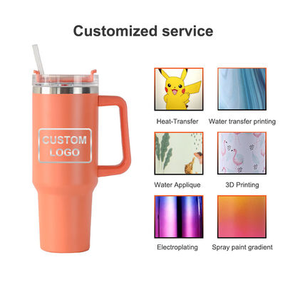 American Style Custom Pattern 40oz Tumbler con maniglia del coperchio e paglia di acciaio inossidabile Tazza Isolata da vuoto