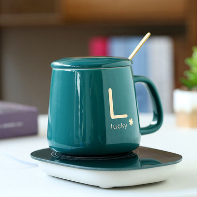 Tazza di porcellana in ceramica a carica USB con controllo della temperatura a 55 gradi e presa a mano