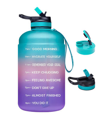 Bottiglia d'acqua motivazionale per palestra Sport Time Marker Frosted Plastic Eco BPA Free