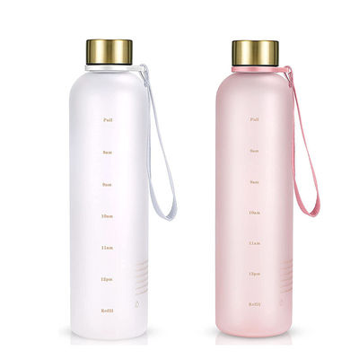 Bottiglia d'acqua motivazionale per palestra Sport Time Marker Frosted Plastic Eco BPA Free
