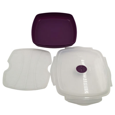 1 livello di plastica quadrata per microonde per verdure e riso